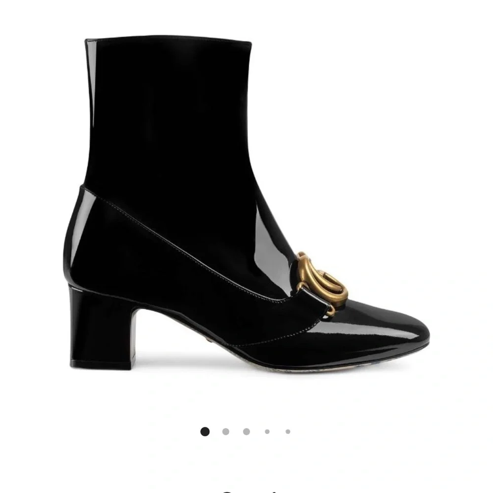 GUCCI 100% authentic,Bootie Leather Vitello Vernice, soft Nero Marmont, GG NWT - Picture 9 of 16